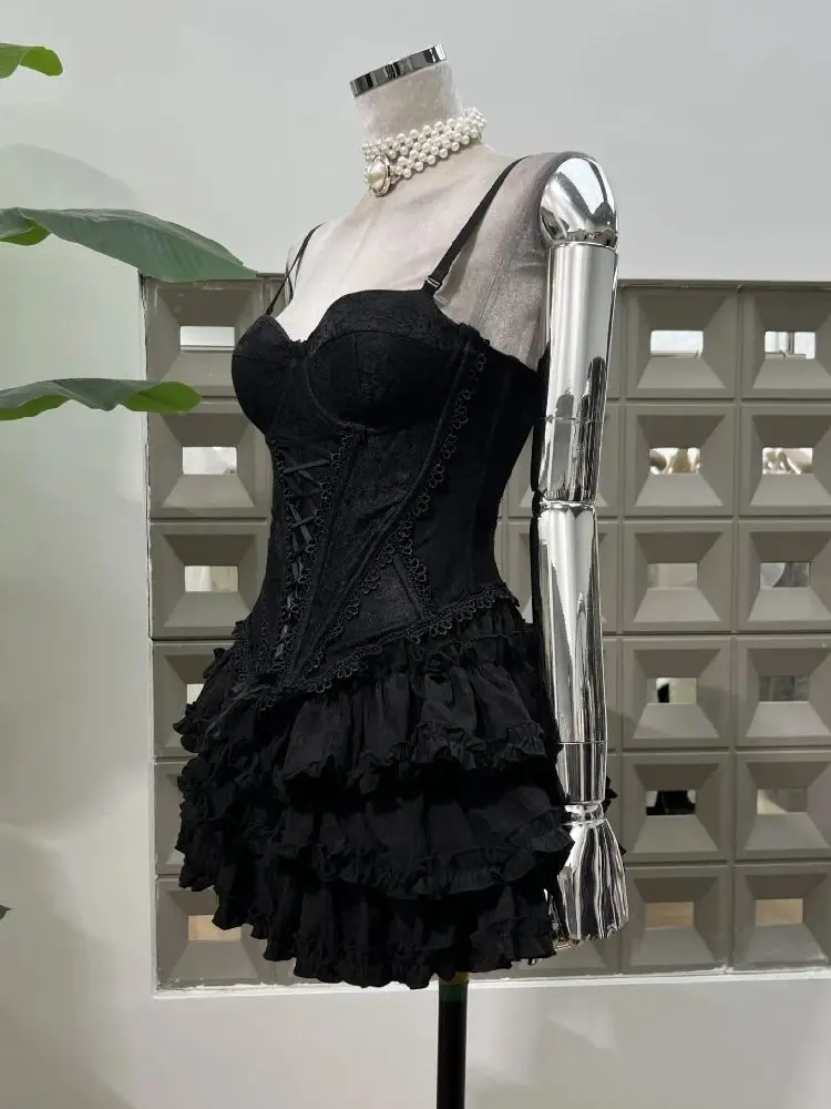 2025 New Summer Fashion Sexy Top Cake Skirt Women's Outfit Lace Bottom Birthday Party Club Dress Y2k Two Pieces Sets Black
2025 New Summer Fashion Sexy Top Cake Skirt Women's Outfit Lace Bottom Birthday Party Club Dress Y2k Two Pieces Sets Black
