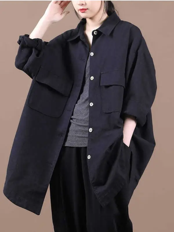 plus Size Women's Casual irt Jaet Korean Sle Loose Single Button Mid-Length Versatile Long Sve Collar Autumn Wear
plus Size Women's Casual irt Jaet Korean Sle Loose Single Button Mid-Length Versatile Long Sve Collar Autumn Wear