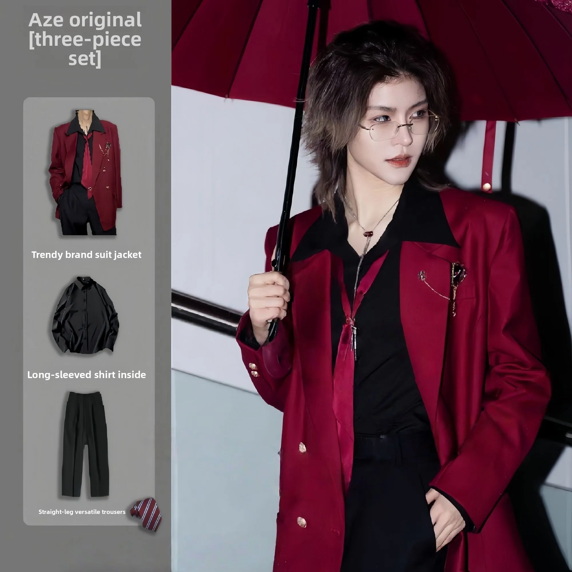 Original Red Wine Color Men's Suit Jaet Double Row Buttons Set College Sle orm orm Set Cus-Made Busin Wear
Original Red Wine Color Men's Suit Jaet Double Row Buttons Set College Sle orm orm Set Cus-Made Busin Wear