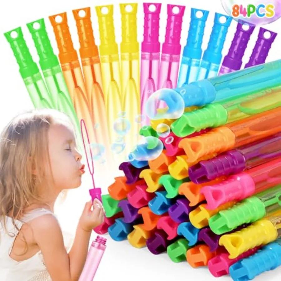 Bubble Wands, 84 Pcs Bubble Wands Bulk in 6 Colors Bubble Party Favors for,Summer Toys, Indoor Outdoor Activity, Themed Birthda
Bubble Wands, 84 Pcs Bubble Wands Bulk in 6 Colors Bubble Party Favors for,Summer Toys, Indoor Outdoor Activity, Themed Birthda