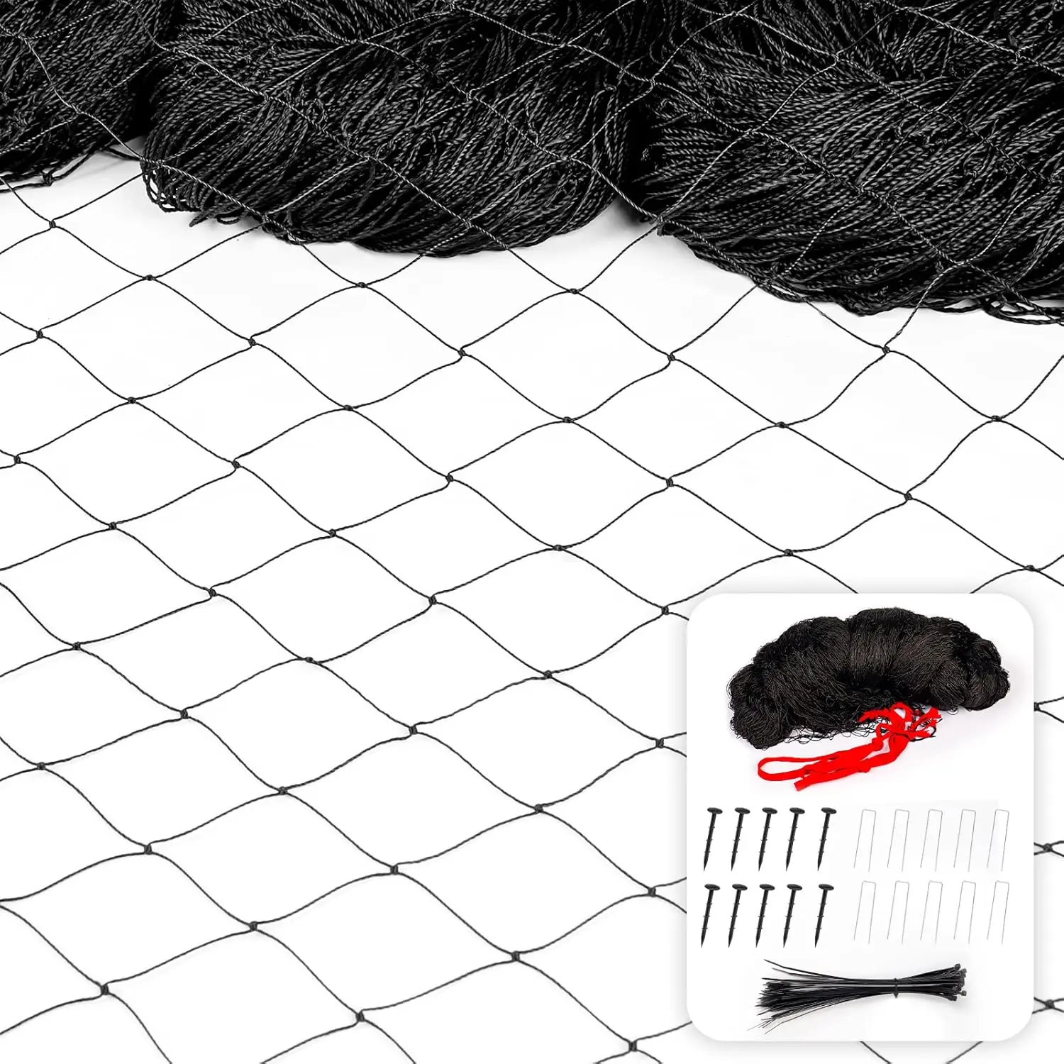 Bird Netting 50x50ft, 1 inch Square Mesh, Black Nylon Poultry Net for Garden, Farm, Orchard, Cat Balcony
Bird Netting 50x50ft, 1 inch Square Mesh, Black Nylon Poultry Net for Garden, Farm, Orchard, Cat Balcony