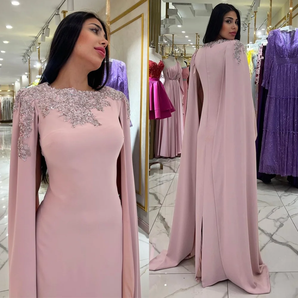 Customized Luxury Pink Jersey Evening Dress Exquisite O-Neck Long Sleeves Prom Dresses Luxury Sweep Train Vestido De Festa
Customized Luxury Pink Jersey Evening Dress Exquisite O-Neck Long Sleeves Prom Dresses Luxury Sweep Train Vestido De Festa