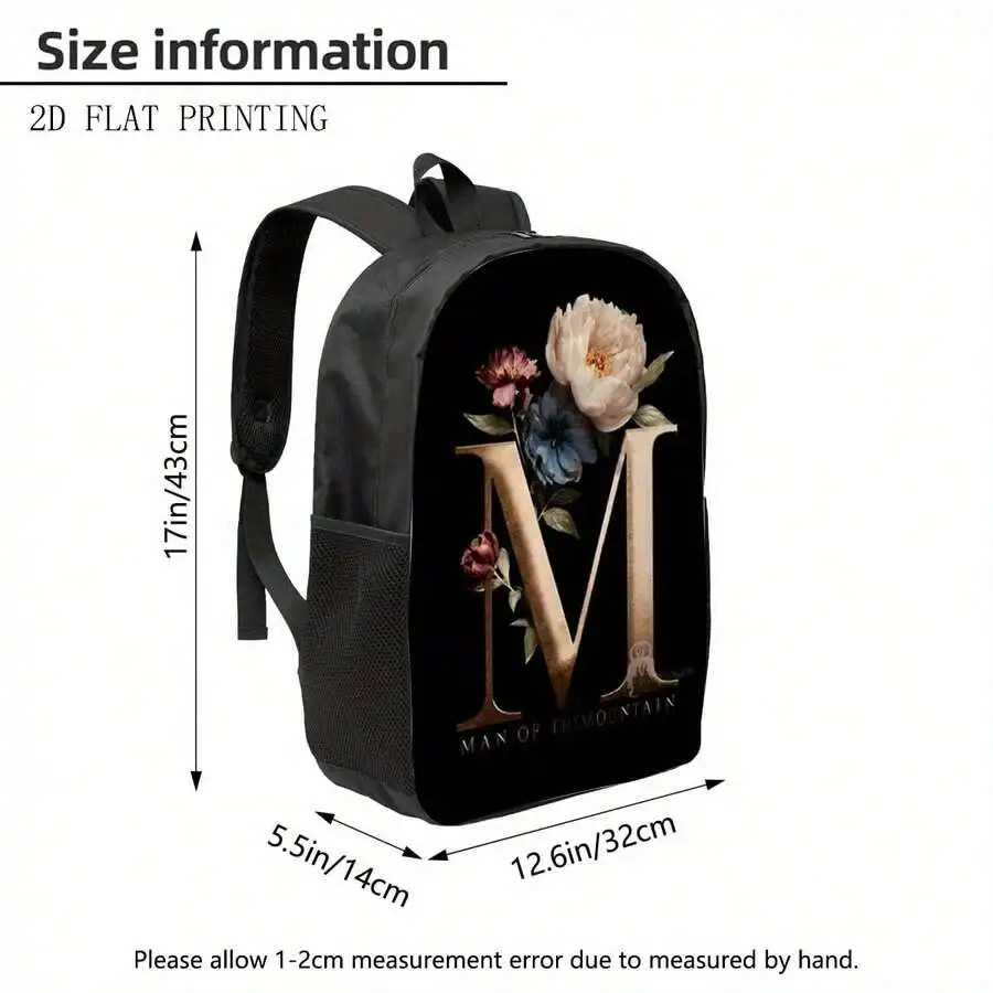 Floral Letter M Man Of The Mountain Backpack Durable Casual Bag With Adjustable Straps Zipper Closure
Floral Letter M Man Of The Mountain Backpack Durable Casual Bag With Adjustable Straps Zipper Closure
