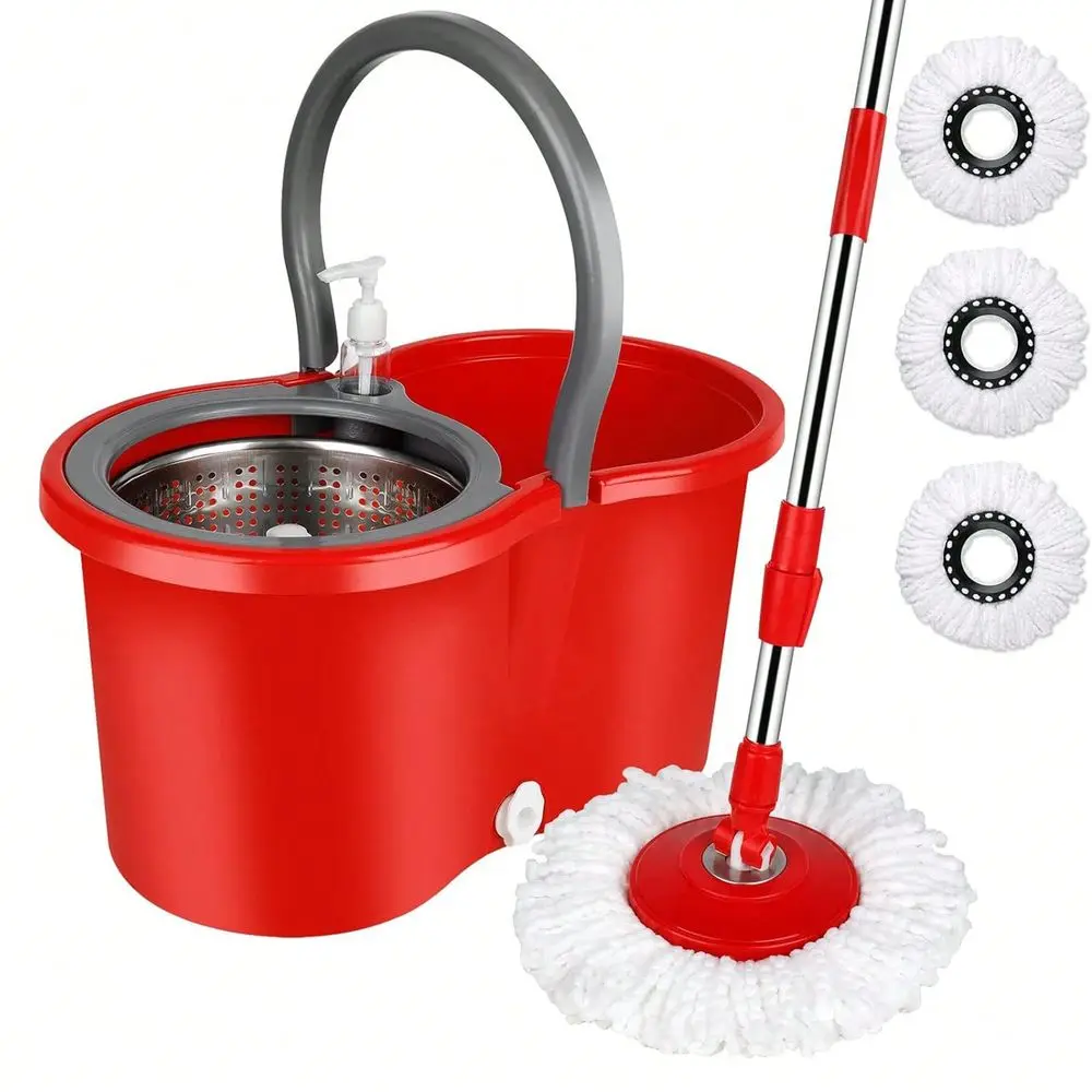 Mop And Bucket With Wringer Set, 360 Mop And Bucket System With 3 Microfiber Mop Refills And 61 Extended Handle For Floor Clean
Mop And Bucket With Wringer Set, 360 Mop And Bucket System With 3 Microfiber Mop Refills And 61 Extended Handle For Floor Clean