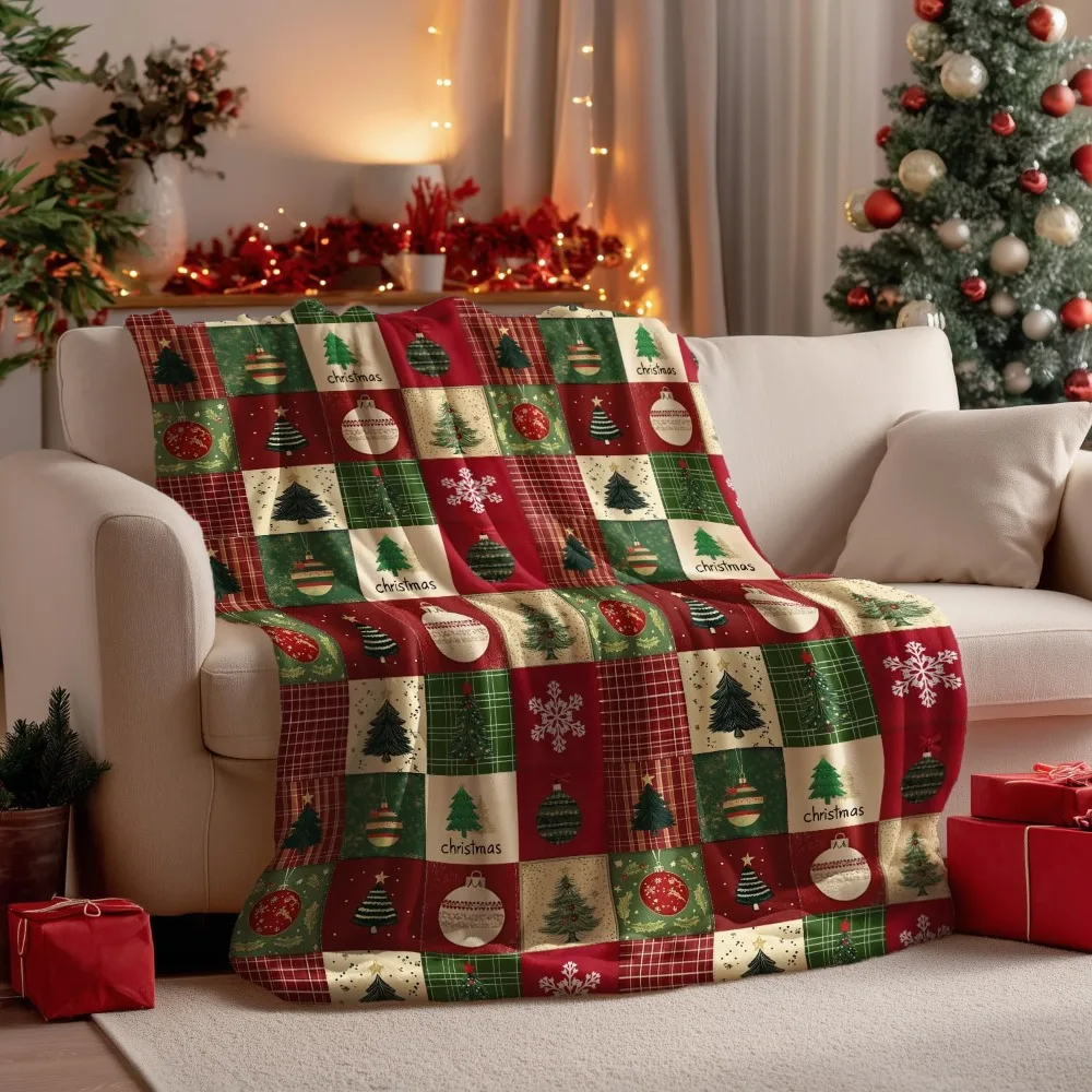 Cozy Christmas Flannel Blanket with Red Green Checkered Pattern, Tree Snow Ornaments, and Plush Fleece for Comfort
Cozy Christmas Flannel Blanket with Red Green Checkered Pattern, Tree Snow Ornaments, and Plush Fleece for Comfort