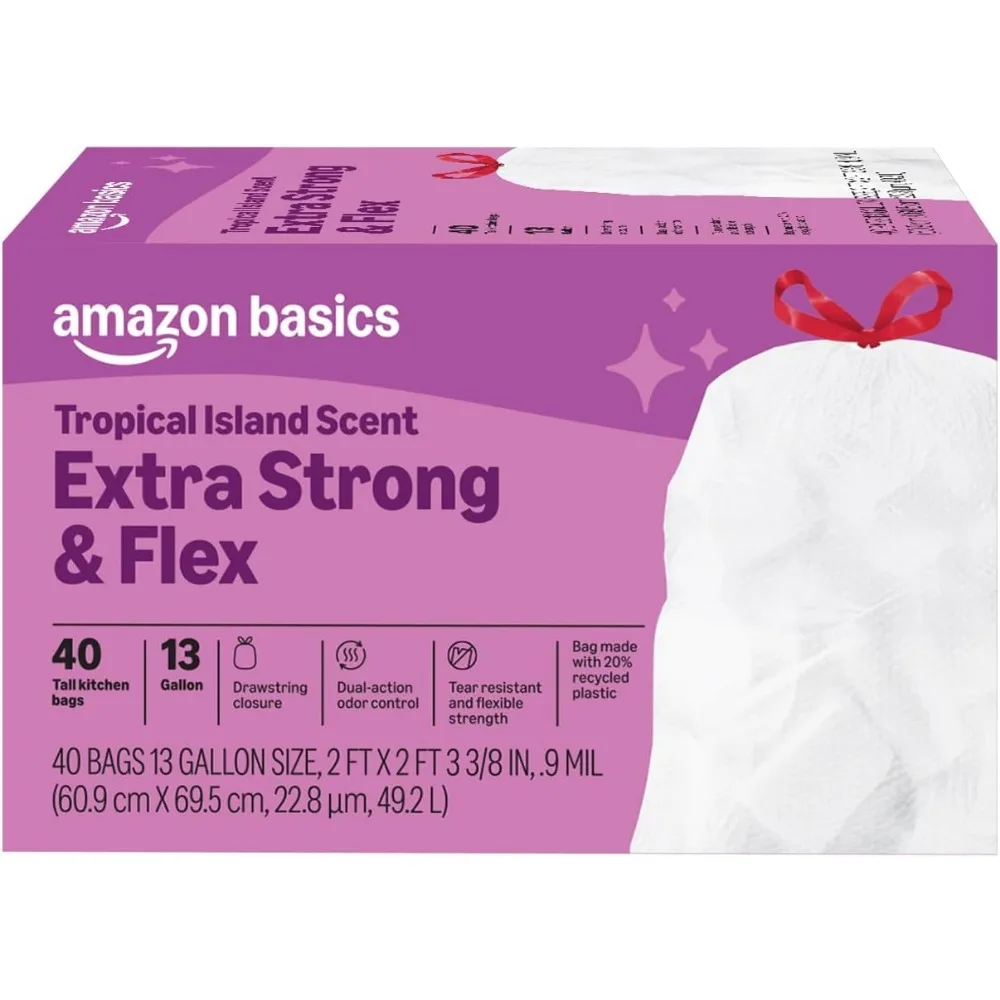 Extra Strong Tall Kitchen Trash Bags 13 Gallon Tropical Scent Odor Control Tear Resistant 40 Count
Extra Strong Tall Kitchen Trash Bags 13 Gallon Tropical Scent Odor Control Tear Resistant 40 Count