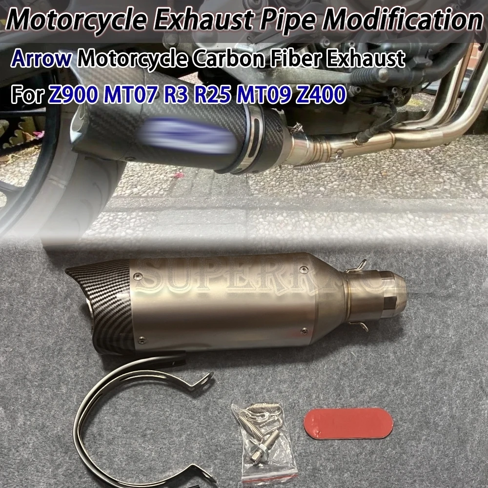 51mm Universal Motorcycle Modification Carbon Fiber Arrow Exhaust Muffler Pipe with DB Killer for Z900 MT07 R3 R25 MT09 Z400
51mm Universal Motorcycle Modification Carbon Fiber Arrow Exhaust Muffler Pipe with DB Killer for Z900 MT07 R3 R25 MT09 Z400