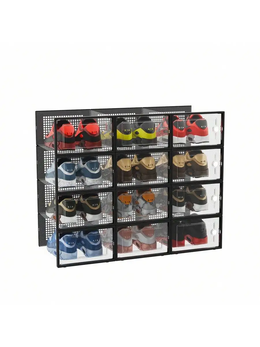 12pcs Thickened Transparent Shoe Boxes With Lid, Foldable Stackable Shoe Rack, Plastic Sneaker Organizer For Home Bedroom Dorm
12pcs Thickened Transparent Shoe Boxes With Lid, Foldable Stackable Shoe Rack, Plastic Sneaker Organizer For Home Bedroom Dorm