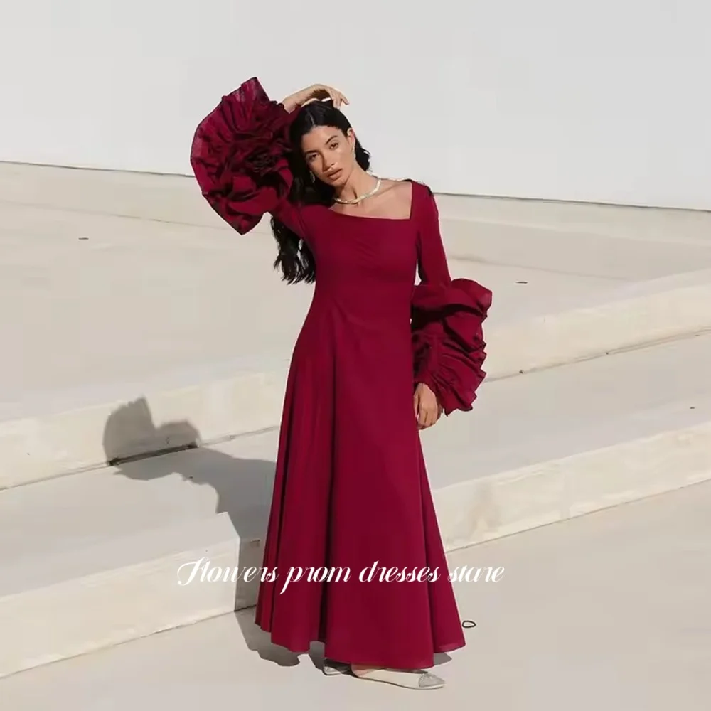 Flowers Prom Square Neck Party Dress Flare Ruffled Sleeve Evening Dress A Line Prom Dress Customizedفستان سهرة vestidos de novia
Flowers Prom Square Neck Party Dress Flare Ruffled Sleeve Evening Dress A Line Prom Dress Customizedفستان سهرة vestidos de novia