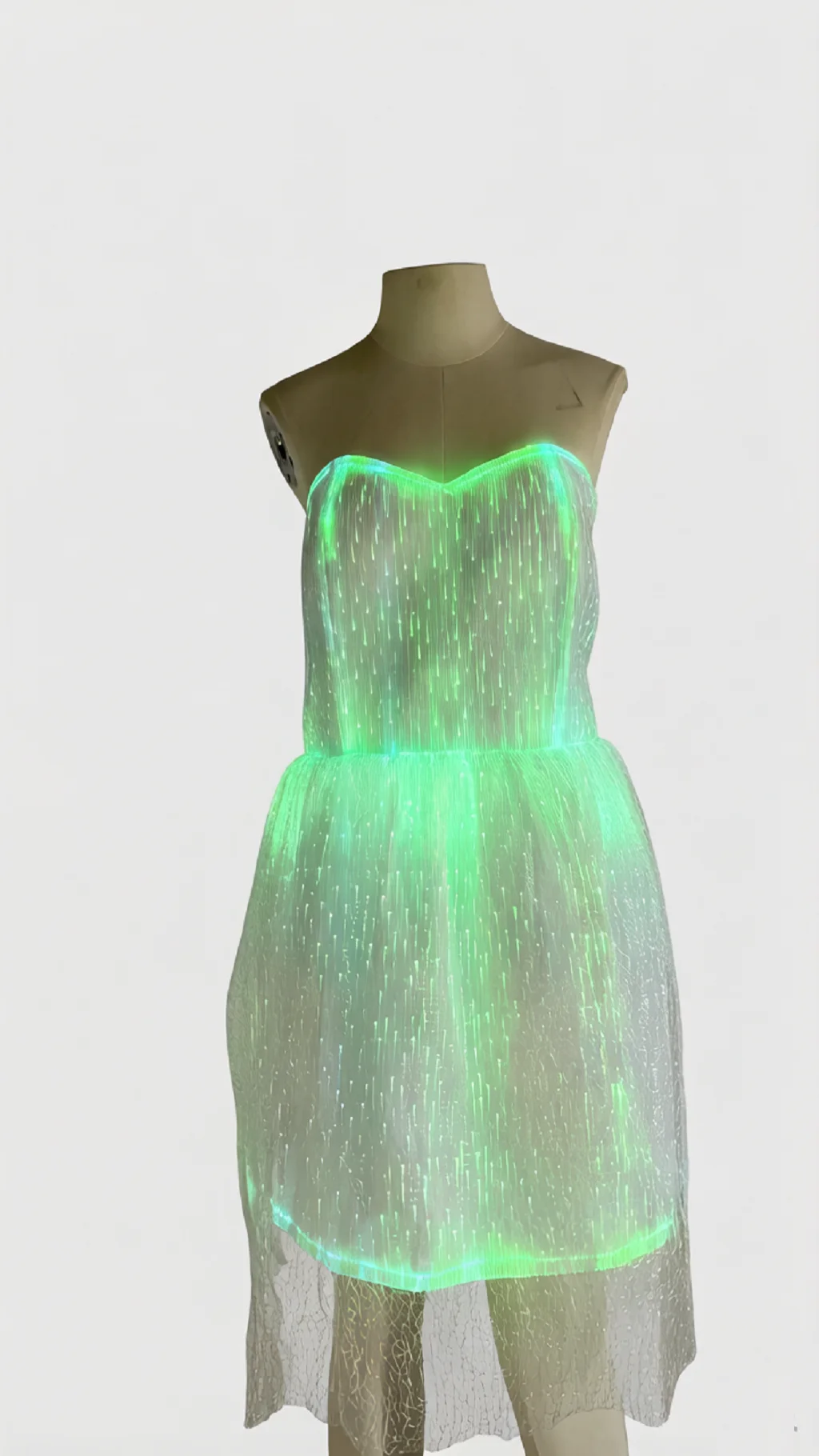 Women's Fiber Optic Light Up Dress - LED White Mesh Sweetheart Neck Rave Gown with High Low Hem for Music Festivals, Nightclubs,
Women's Fiber Optic Light Up Dress - LED White Mesh Sweetheart Neck Rave Gown with High Low Hem for Music Festivals, Nightclubs,