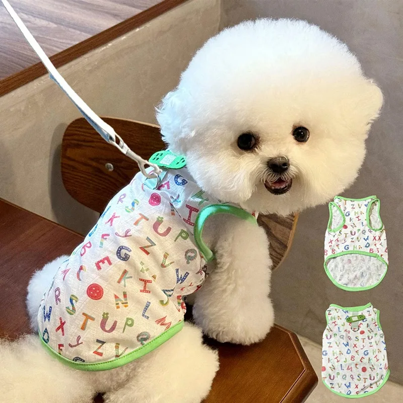 Breathable Mesh Puppy Clothes Cute Letter Print Dog Short Sleeve Teddy Summer Thin Leashable Vests Pet Supplies
Breathable Mesh Puppy Clothes Cute Letter Print Dog Short Sleeve Teddy Summer Thin Leashable Vests Pet Supplies