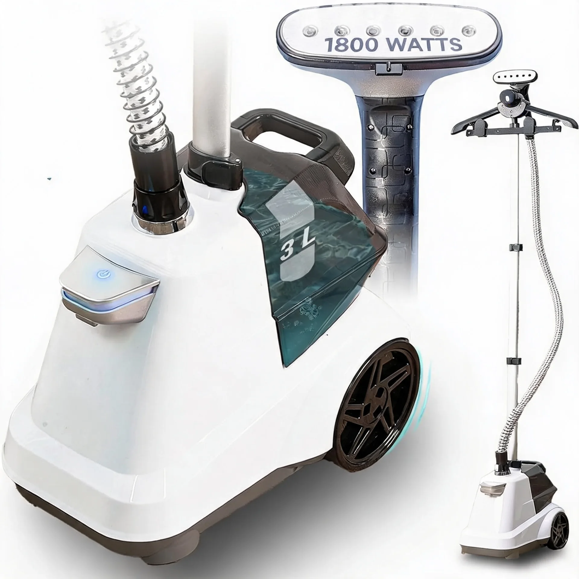 Garment Steamer Full-Size Heavy Duty Commercial Foot Pedals 3L Water Tank 1800W 90+min Continuous Steam Professional Wrinkle Remover White
Garment Steamer Full-Size Heavy Duty Commercial Foot Pedals 3L Water Tank 1800W 90+min Continuous Steam Professional Wrinkle Remover White