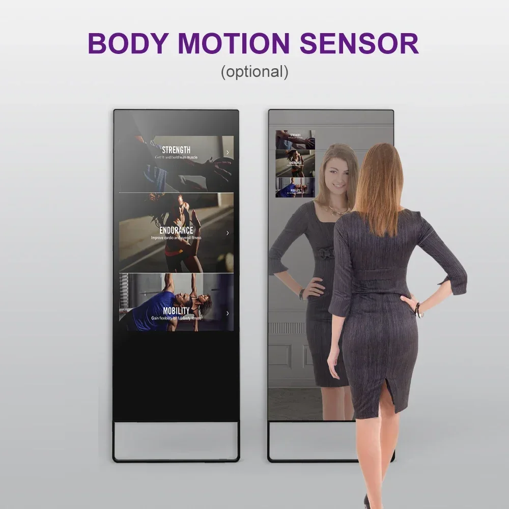 Gym interactive waterproof IP65 floor wall lcd digital signage kiosk Android ultra thin ai smart fitting mirror
Gym interactive waterproof IP65 floor wall lcd digital signage kiosk Android ultra thin ai smart fitting mirror