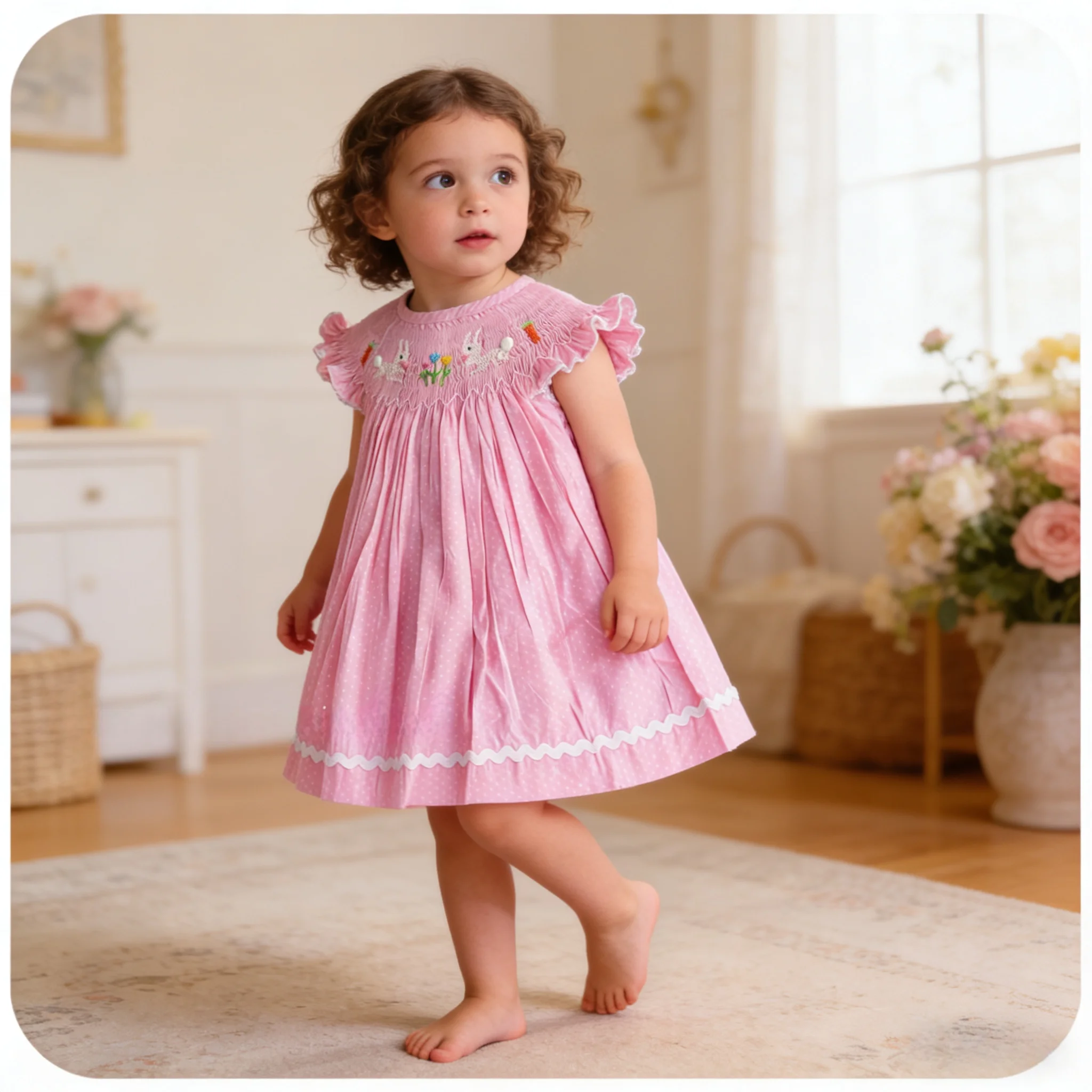 YIHUI Comfortable OEM Breathable Custom Cotton Girls O-Neck Cartoon Sweet Bunny Pattern Party Embroidered Washed WOVEN Dress
YIHUI Comfortable OEM Breathable Custom Cotton Girls O-Neck Cartoon Sweet Bunny Pattern Party Embroidered Washed WOVEN Dress