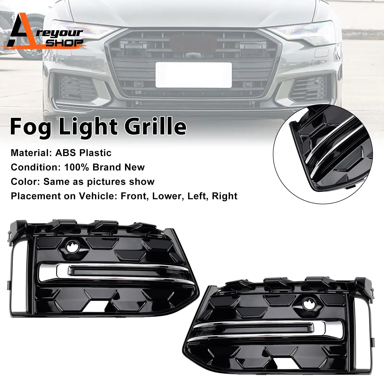 2PCS Front Bumper Fog Light Grille Trim Fit for Audi A6L C8PA 2023+ Black Chrome
2PCS Front Bumper Fog Light Grille Trim Fit for Audi A6L C8PA 2023+ Black Chrome