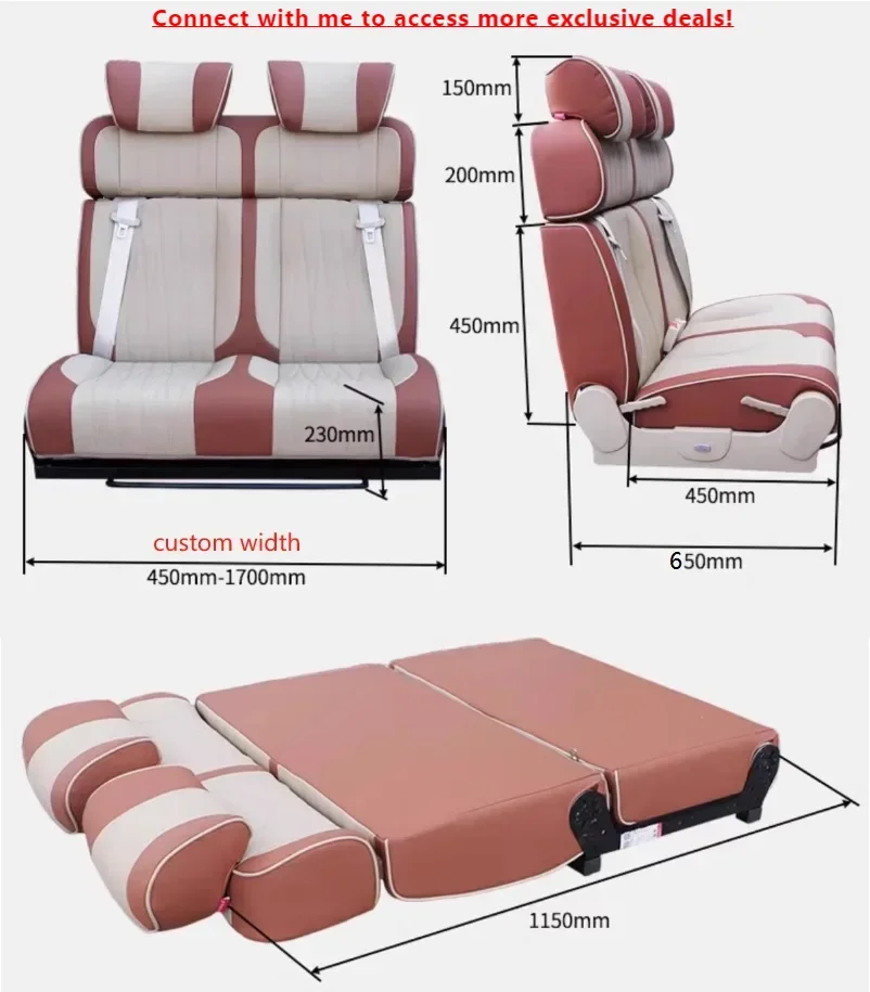 Luxury 2-Seat Folding Bed For Sprinter Or Vito Van Conversion Comfortable Style Changeover Leather Seat Comfortable Design
Luxury 2-Seat Folding Bed For Sprinter Or Vito Van Conversion Comfortable Style Changeover Leather Seat Comfortable Design