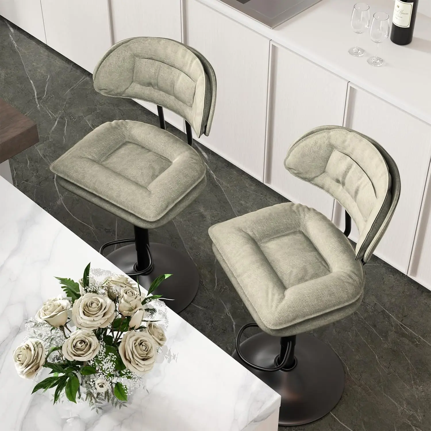 Modern Bar Stools Set of 2, Double-Layer Ergonomic Fabric Bar Stools with Back, Ergonomic Ergonomic Adjustable Barstools
Modern Bar Stools Set of 2, Double-Layer Ergonomic Fabric Bar Stools with Back, Ergonomic Ergonomic Adjustable Barstools