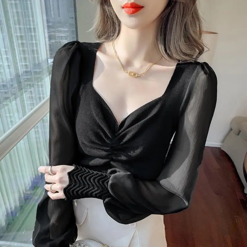 Spring 2026 White Mesh Chiffon Slim Fit Knitted Base Top Design Sensation Elegant Women's Fashion Soft French Style Long Slee...
Spring 2026 White Mesh Chiffon Slim Fit Knitted Base Top Design Sensation Elegant Women's Fashion Soft French Style Long Slee...