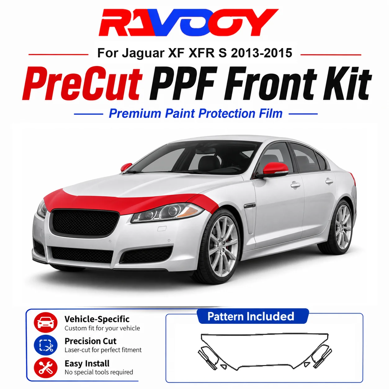 8.5mil TPU Precut PPF Kit For Jaguar XF XFR S 2013-2015 - Hood, Fenders & Mirror Set - Self-Healing Clear Bra Film
8.5mil TPU Precut PPF Kit For Jaguar XF XFR S 2013-2015 - Hood, Fenders & Mirror Set - Self-Healing Clear Bra Film