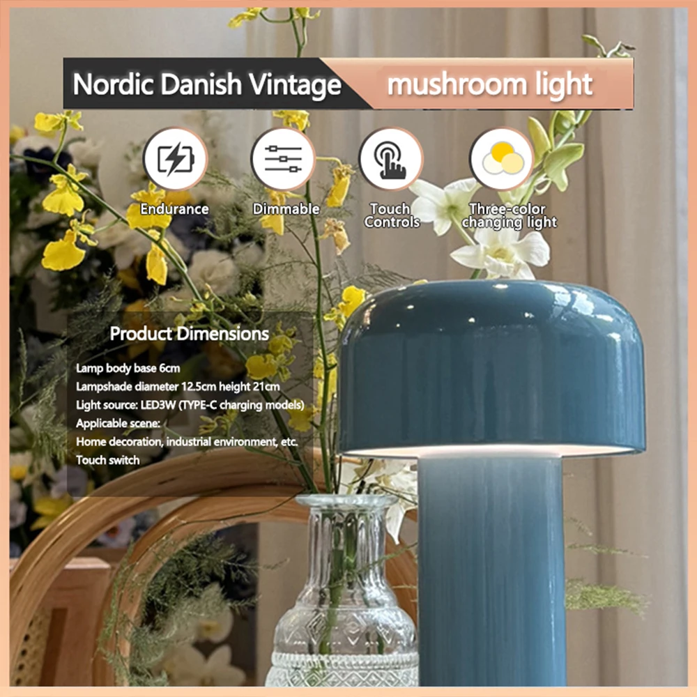 Italian Designer Mushroom Table Lamp Night Light Portable Cordless Touch Rechargeable Decor Lamp USB Bedside Lamp
Italian Designer Mushroom Table Lamp Night Light Portable Cordless Touch Rechargeable Decor Lamp USB Bedside Lamp