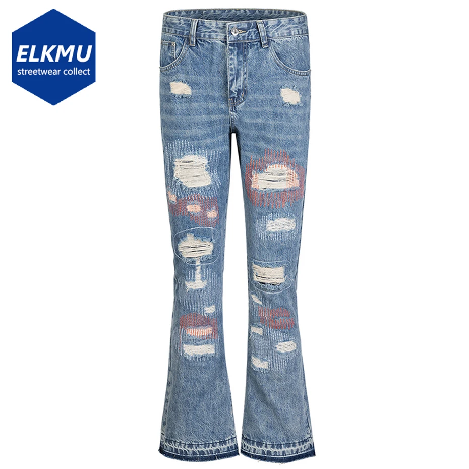 Fashion Men's Ripped Jeans Sewing Distressed Flared Denim Pants Harajuku Streetwear Blue Jeans for Man
Fashion Men's Ripped Jeans Sewing Distressed Flared Denim Pants Harajuku Streetwear Blue Jeans for Man