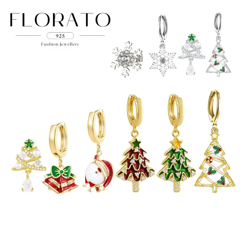 FLORATO 925 Silver Ear Needle Christmas Tree/Santa Claus/Snowflake Pendant Circle Earrings Fashion Party Jewelry Christmas Gifts
FLORATO 925 Silver Ear Needle Christmas Tree/Santa Claus/Snowflake Pendant Circle Earrings Fashion Party Jewelry Christmas Gifts