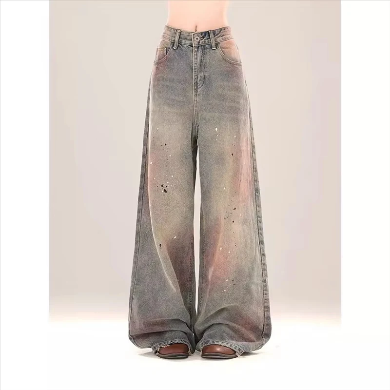 Vintage Y2K Loose Jeans Women American Street Dirty Ink Splash Straight Denim Pants Summer All Match Wide Leg Female Bottom New
Vintage Y2K Loose Jeans Women American Street Dirty Ink Splash Straight Denim Pants Summer All Match Wide Leg Female Bottom New