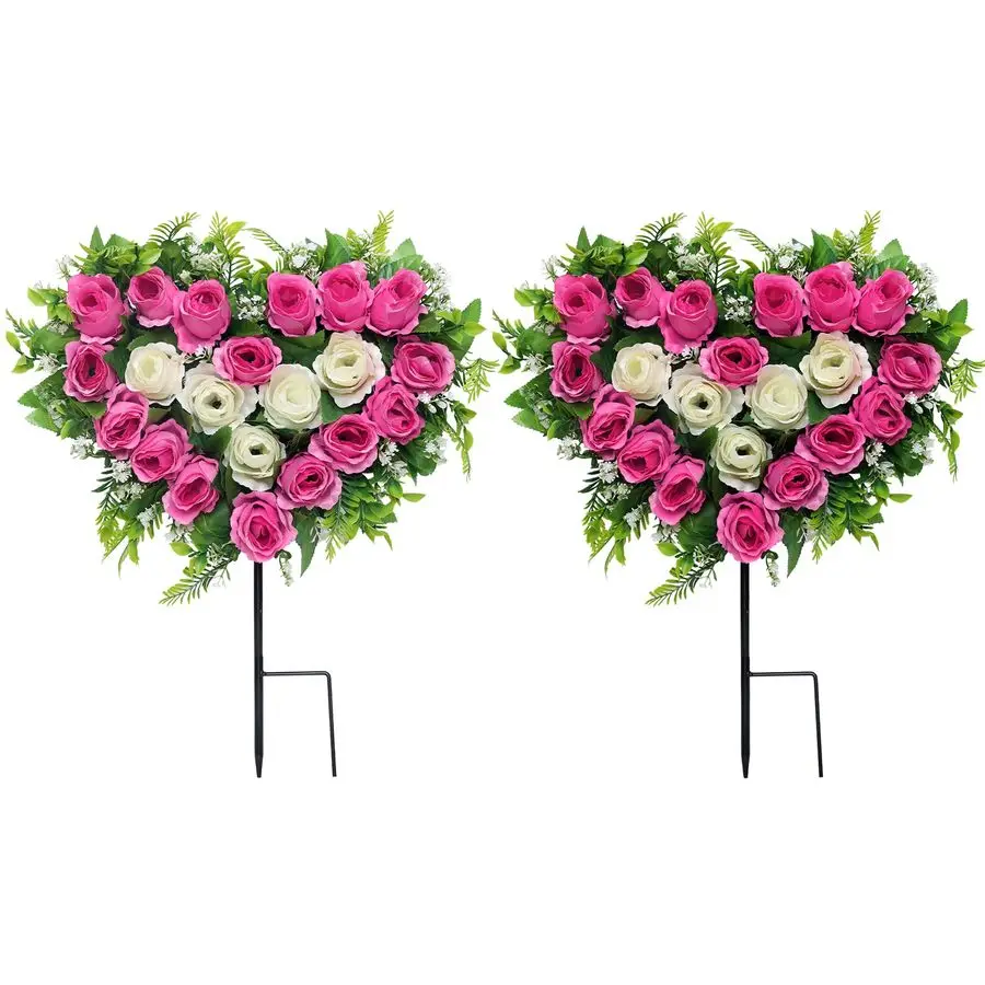 2 комплекта искусственных цветов для кладбища, цветы для поминальных мест с кольцом-держателем, венки в форме сердца, розы для искусственных композиций
2 комплекта искусственных цветов для кладбища, цветы для поминальных мест с кольцом-держателем, венки в форме сердца, розы для искусственных композиций