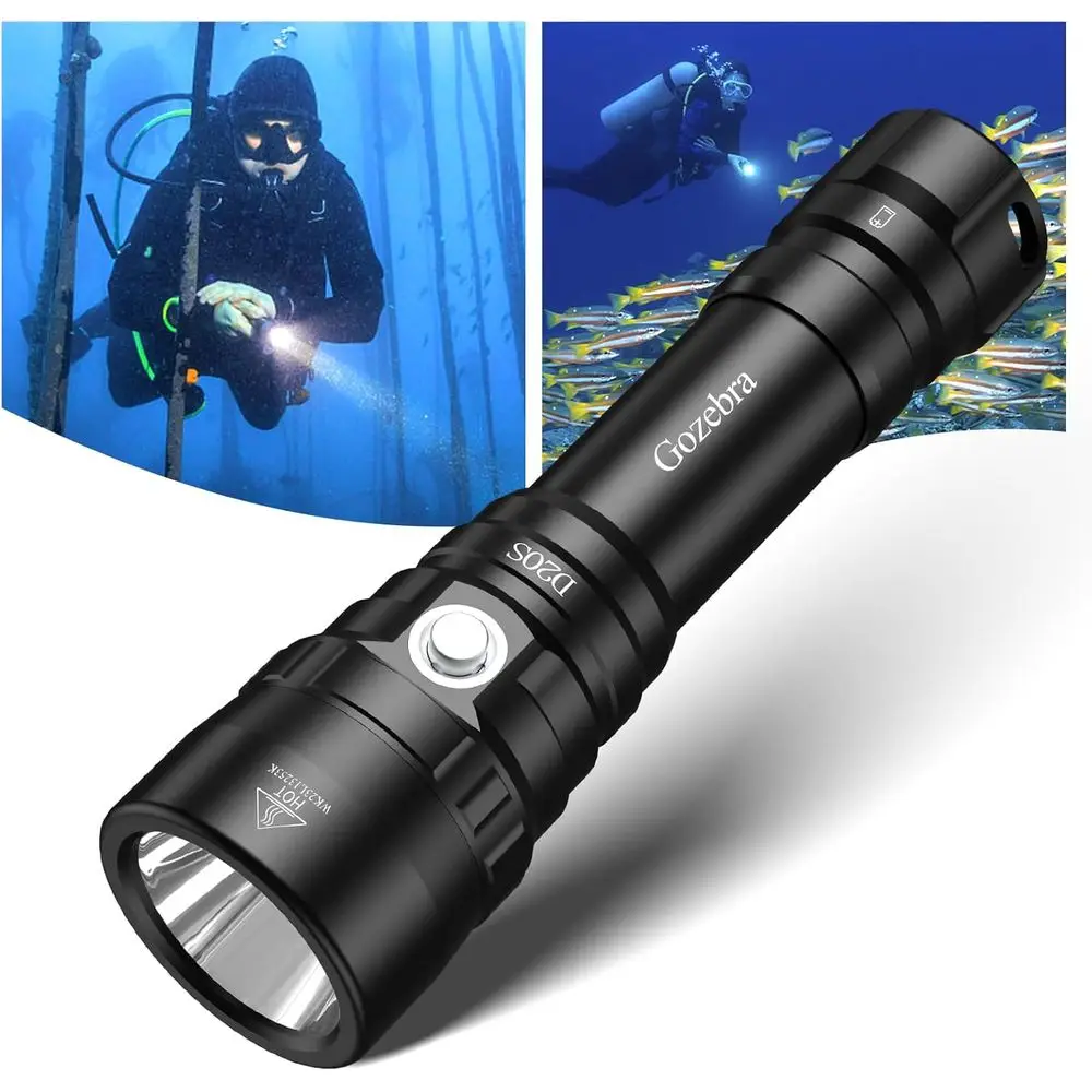 GoZebra D20S Diving Light, 2000 Lumens Waterproo Underwater Lights, IPX8 Diving lashlight,984t Long Range Underwater lashlight o
GoZebra D20S Diving Light, 2000 Lumens Waterproo Underwater Lights, IPX8 Diving lashlight,984t Long Range Underwater lashlight o