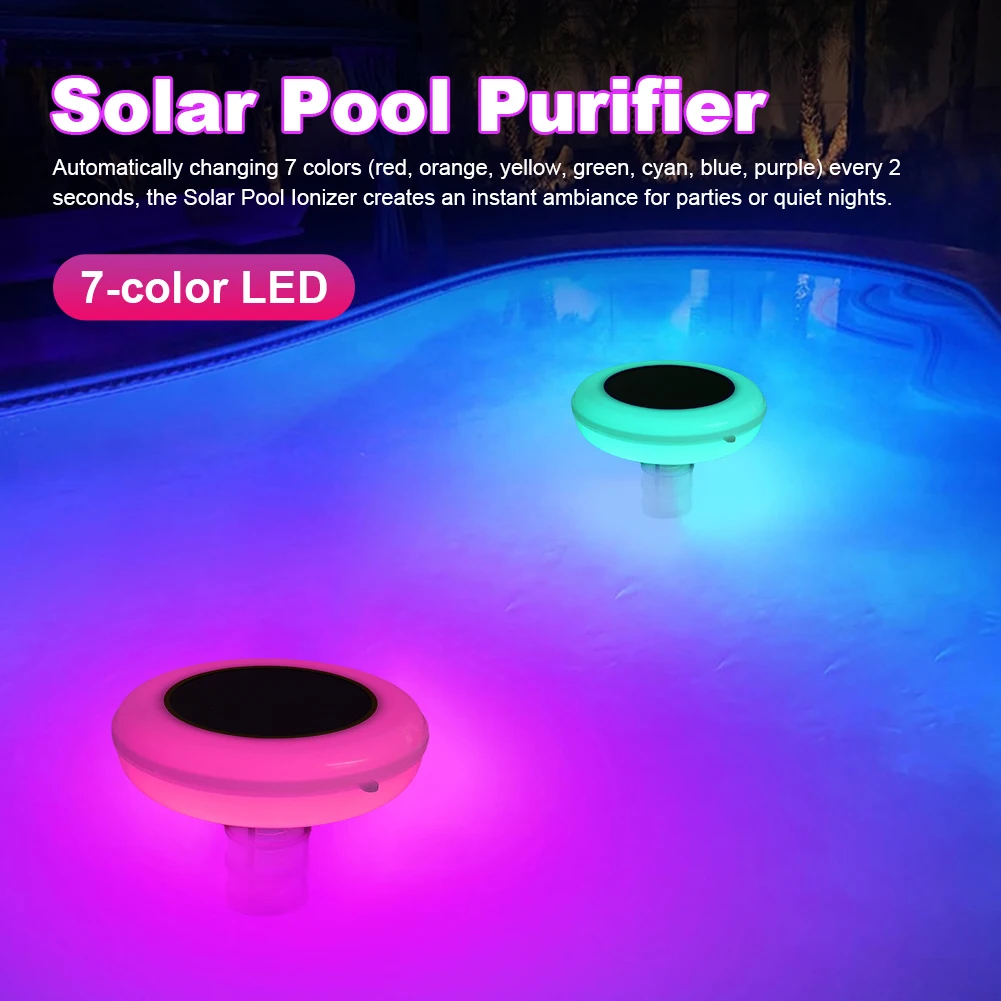 Solar Powered Pool Ionizer W/ Auto Switching 7-Colored LED Night Light Copper Pool Ionizer Copper Pool Cleaner Keeps Water Clear
Solar Powered Pool Ionizer W/ Auto Switching 7-Colored LED Night Light Copper Pool Ionizer Copper Pool Cleaner Keeps Water Clear