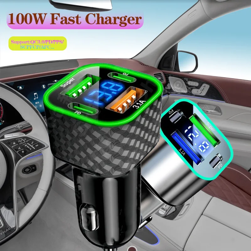 100W/66W 2Port USB Digital Real-time Voltage QC3.0 PD30W Car Super Fast charger for Phones Car cigarette lighter adapter
100W/66W 2Port USB Digital Real-time Voltage QC3.0 PD30W Car Super Fast charger for Phones Car cigarette lighter adapter