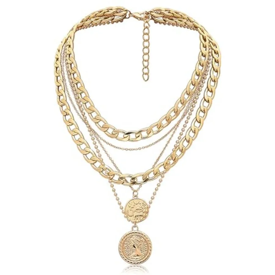 MJartoria Layered Necklaces for Women Trendy Retro Coin Pendant Necklace Dainty Chunky Chain Choker Necklaces for Jewelry Birth
MJartoria Layered Necklaces for Women Trendy Retro Coin Pendant Necklace Dainty Chunky Chain Choker Necklaces for Jewelry Birth