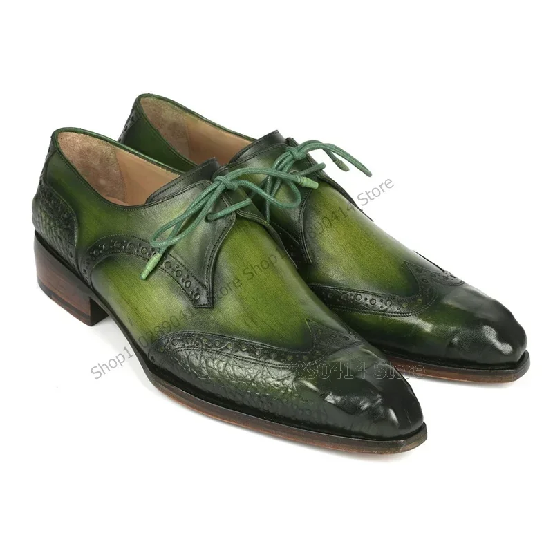 Green Gradient Color Fretwork Strappy Men Derby Shoes Fashion Lace Up Men Shoes Luxurious Handmade Party Banquet Men Dress Shoes
Green Gradient Color Fretwork Strappy Men Derby Shoes Fashion Lace Up Men Shoes Luxurious Handmade Party Banquet Men Dress Shoes
