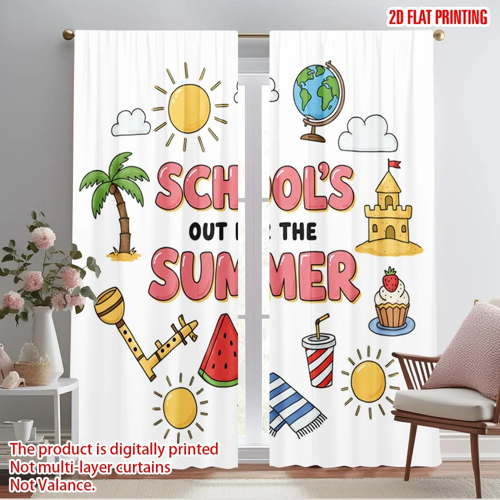 2pcs 2D flat printing Window Curtains Summer Vacation School Break Fun Polyester Without Electricity Party Decorations for Photo
2pcs 2D flat printing Window Curtains Summer Vacation School Break Fun Polyester Without Electricity Party Decorations for Photo
