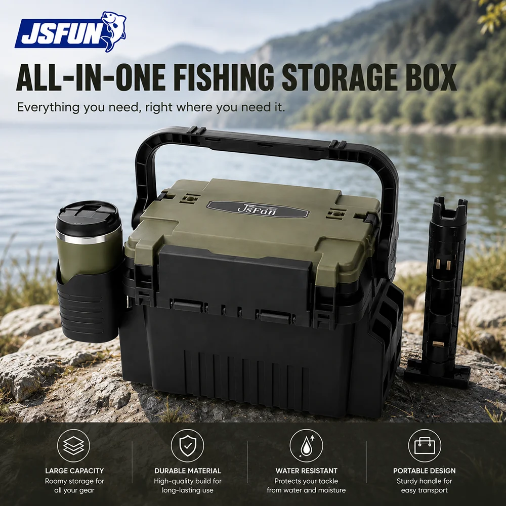 JSFUN Fishing Tackle Box Organizer with Rod Holders Large Capacity Storage Case for Lures Hooks Accessories
JSFUN Fishing Tackle Box Organizer with Rod Holders Large Capacity Storage Case for Lures Hooks Accessories
