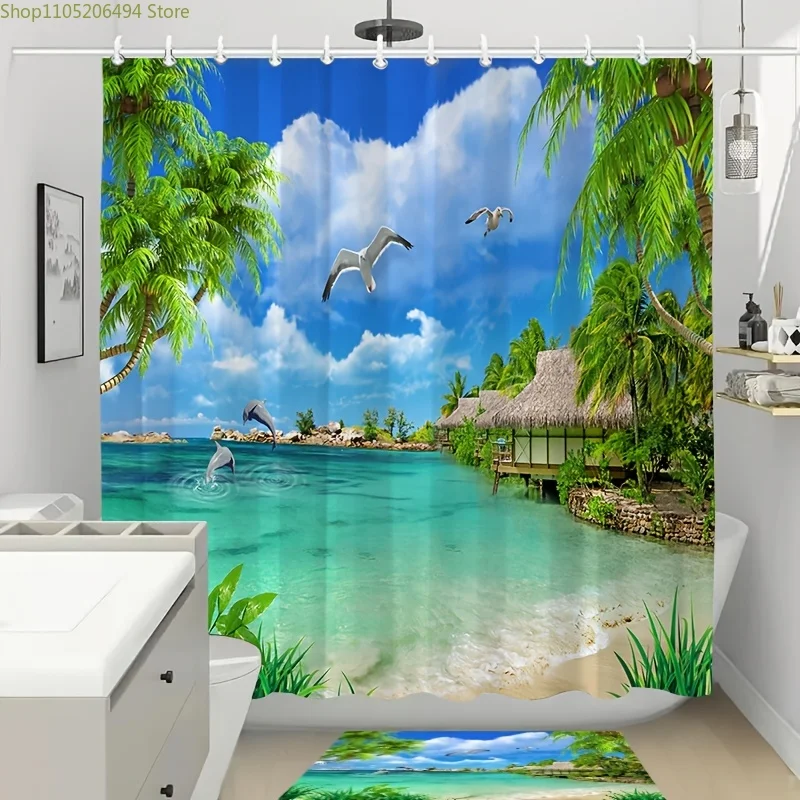 1/4pcs Seaside Grass House Print Creative Shower Curtain Set, Decorative Bathroom Set Includes Shower Curtain, Non-Slip Floor
1/4pcs Seaside Grass House Print Creative Shower Curtain Set, Decorative Bathroom Set Includes Shower Curtain, Non-Slip Floor