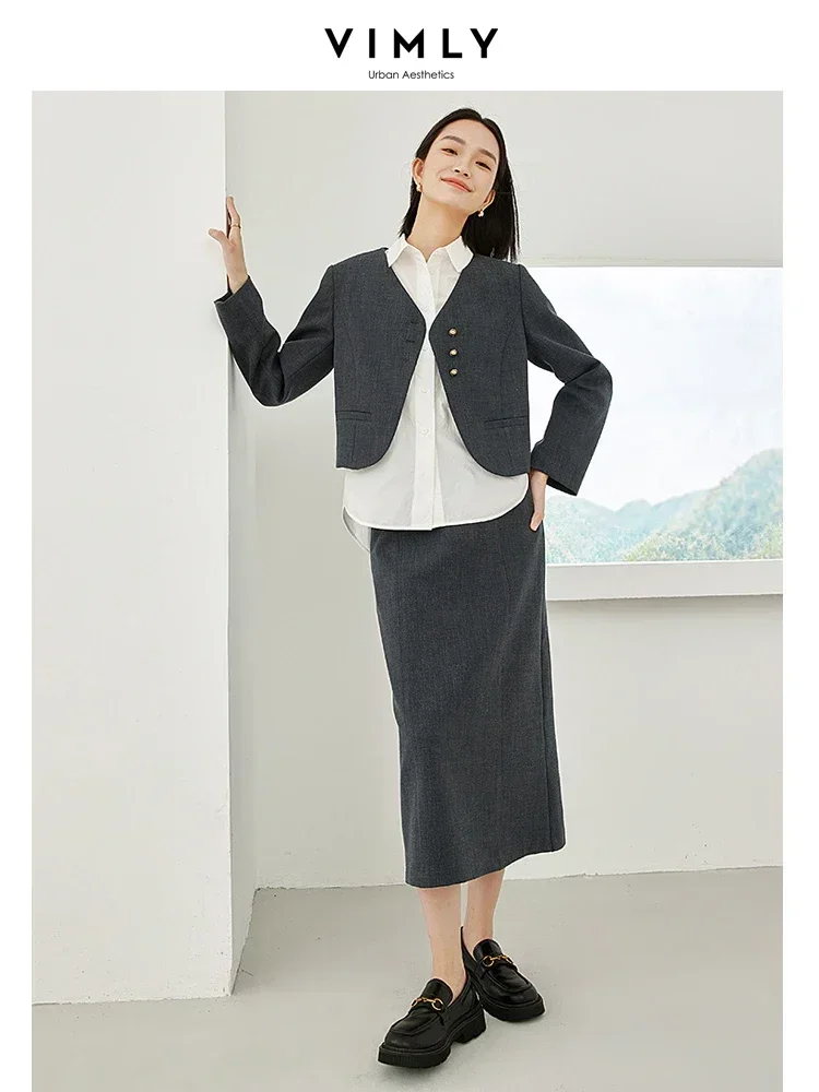 Vimly 2 Piece Sets Women Outfit 2024 Spring Crop V-neck Blazer Jacket Elastic Waist Split Midi Skirt Female Matching Sets M5728
Vimly 2 Piece Sets Women Outfit 2024 Spring Crop V-neck Blazer Jacket Elastic Waist Split Midi Skirt Female Matching Sets M5728