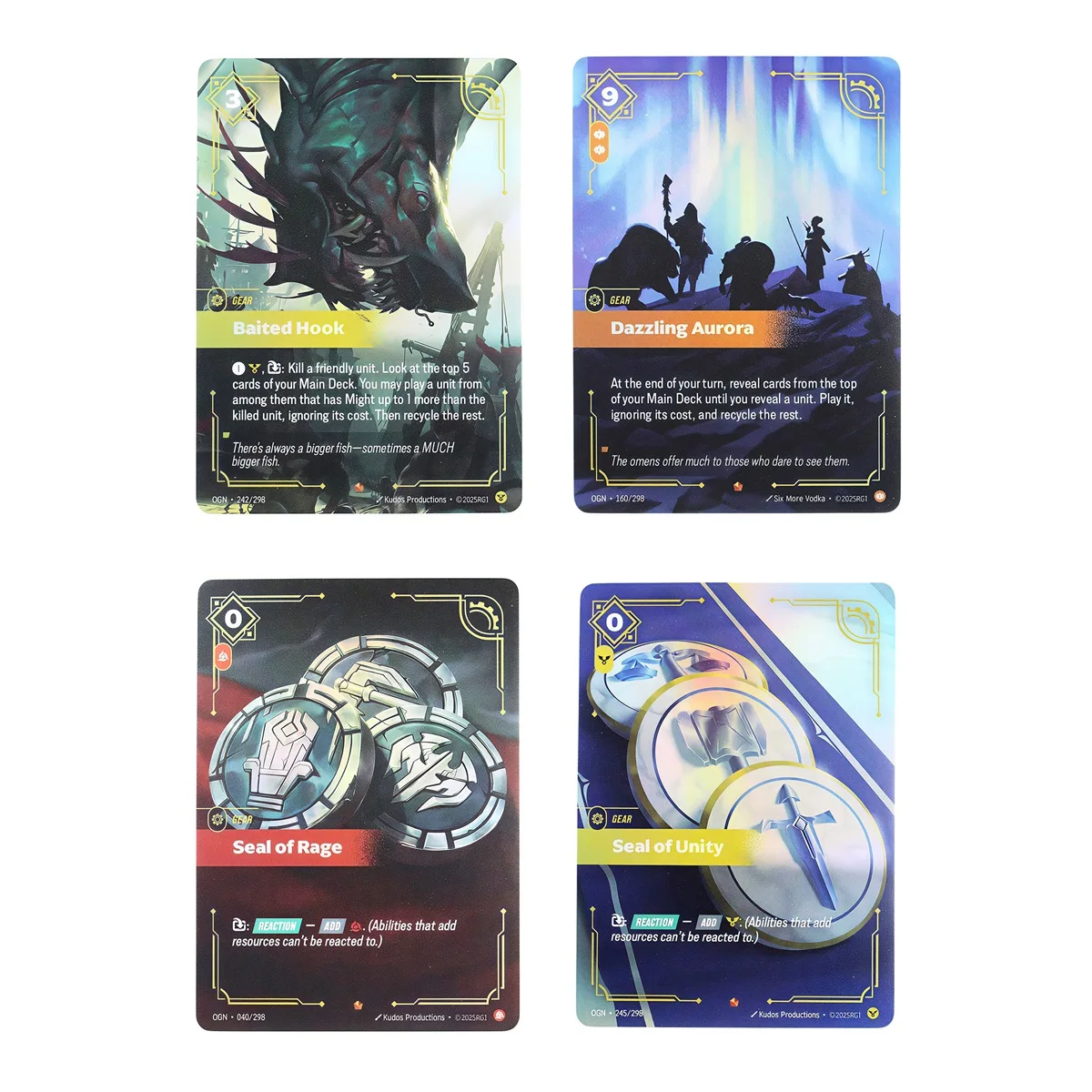 Riftbound Proxy Gear Cards Baited Hook Dazzling Aurora Seal of Unity Seal of Rage Custom Fantasy TCG Cards
Riftbound Proxy Gear Cards Baited Hook Dazzling Aurora Seal of Unity Seal of Rage Custom Fantasy TCG Cards