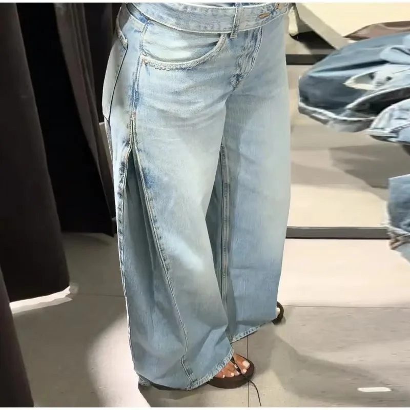 Y2K Trend Women's Blue Wide Leg Jeans 2026 Summer New Loose Casual High Waist Denim Trousers with Belt Jeans
Y2K Trend Women's Blue Wide Leg Jeans 2026 Summer New Loose Casual High Waist Denim Trousers with Belt Jeans
