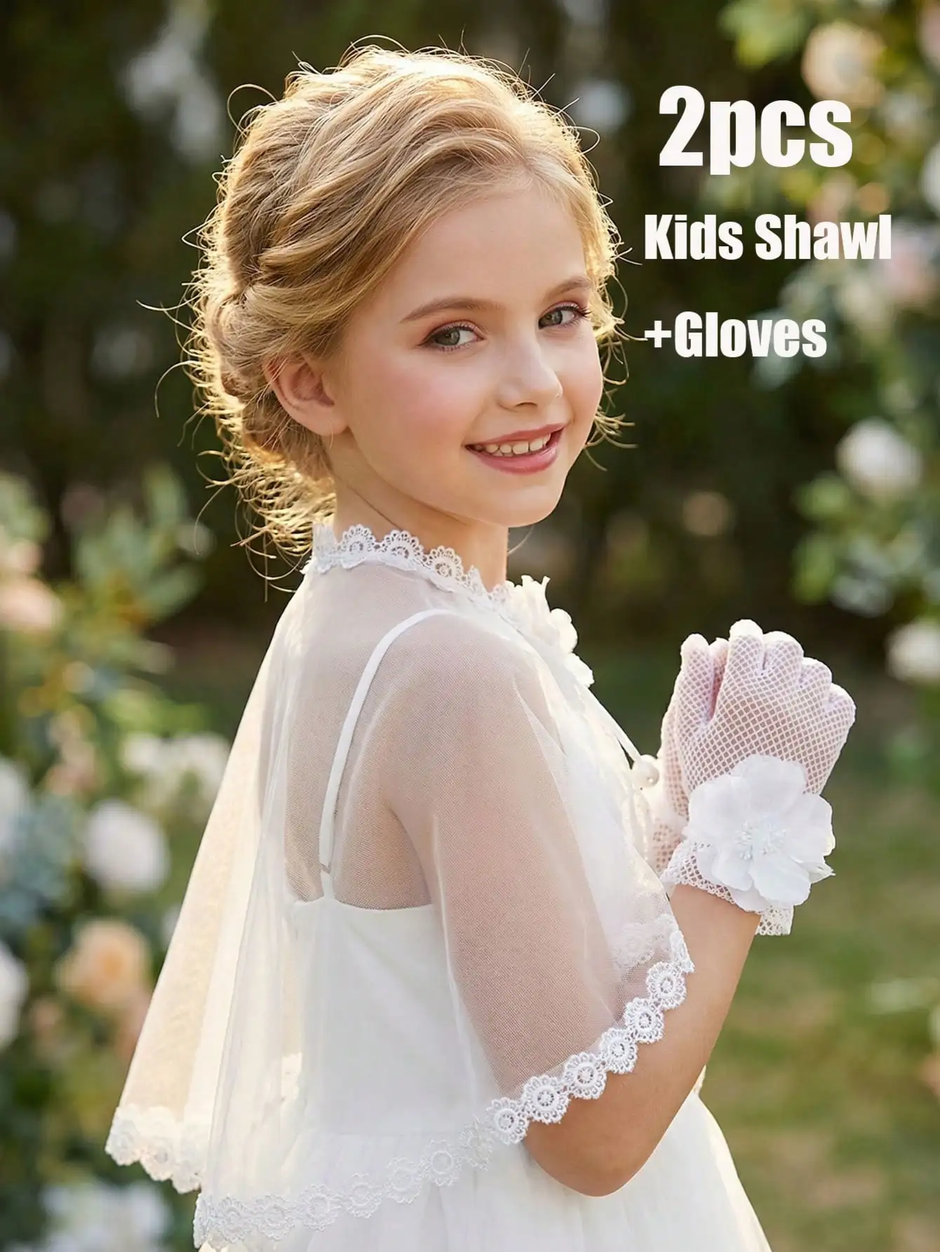 2Pcs 3-8Y Girls White Flower Shawl + Floral Mesh Gloves Set Kids Party Dress Accessories
2Pcs 3-8Y Girls White Flower Shawl + Floral Mesh Gloves Set Kids Party Dress Accessories