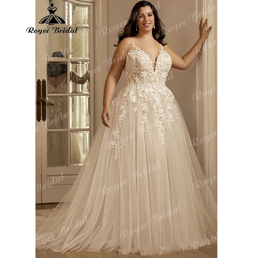 2026 V Neck Lace Applique Wedding Dress Plus Size Illusion Back Sparkly Tulle Ball Gown Bridal Gown Customized
2026 V Neck Lace Applique Wedding Dress Plus Size Illusion Back Sparkly Tulle Ball Gown Bridal Gown Customized