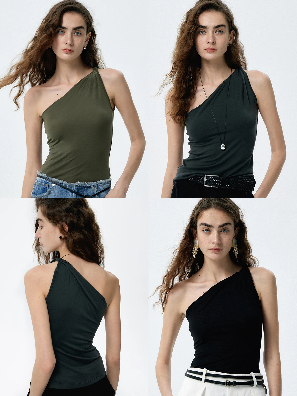 Thoransaura Summer Silk Knot Design Shoulder Top Women's Sleeveless Asymmetrical Neckline Regular Fit Pure Color T-Shirt
Thoransaura Summer Silk Knot Design Shoulder Top Women's Sleeveless Asymmetrical Neckline Regular Fit Pure Color T-Shirt