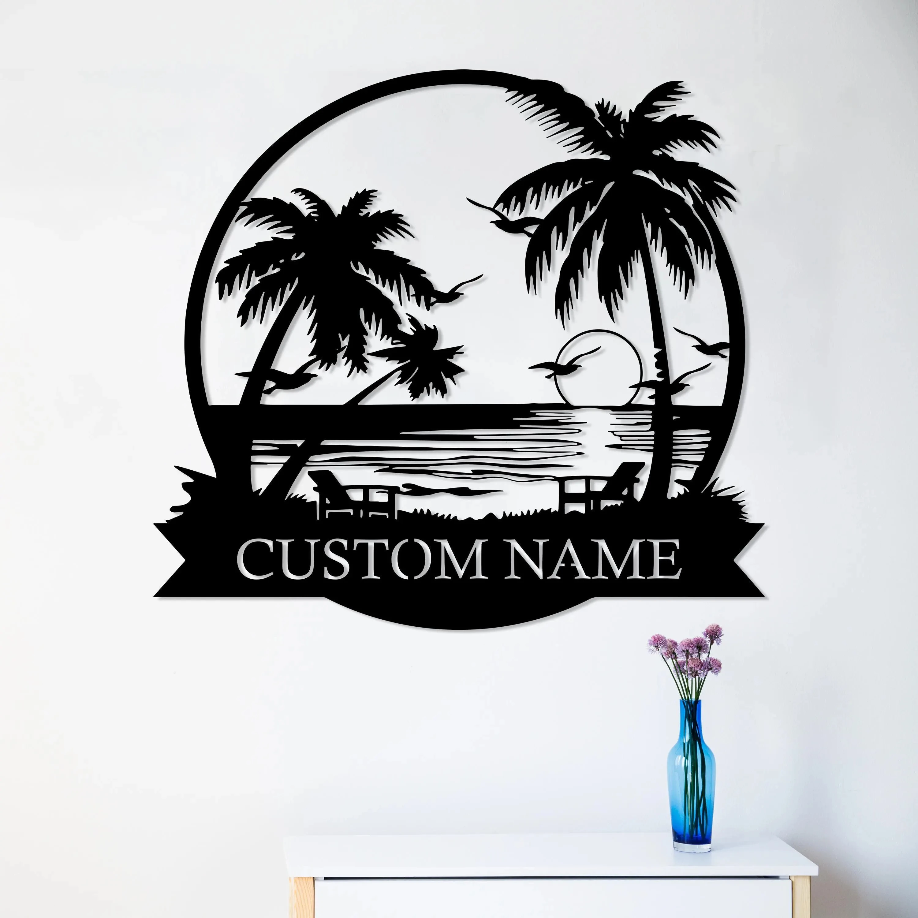 Personalized Palm Tree Beach Metal Sign, Round Coastal Sunset Custom Name Sign, Tropical Beach Home Decor Gift, Outdoor Backyard
Personalized Palm Tree Beach Metal Sign, Round Coastal Sunset Custom Name Sign, Tropical Beach Home Decor Gift, Outdoor Backyard