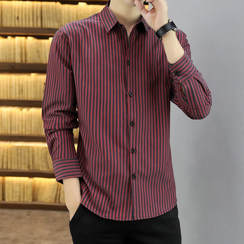Fashion Men's Shirt New Men Clothes Autumn Shirts Slim Fit Korean Striped Business Long Sleeve Male Shirt Work Business Simple
Fashion Men's Shirt New Men Clothes Autumn Shirts Slim Fit Korean Striped Business Long Sleeve Male Shirt Work Business Simple