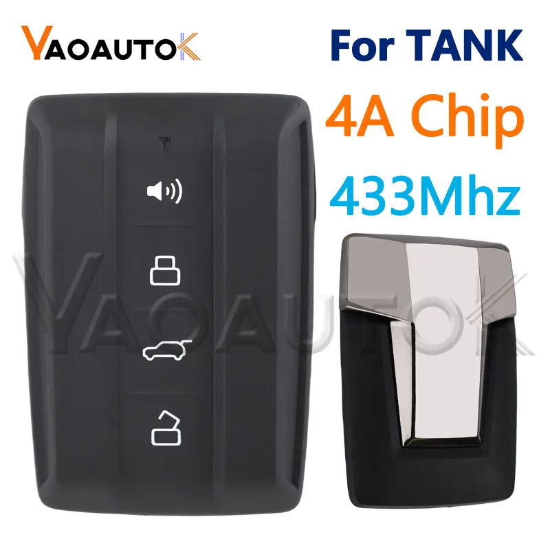 Car Key For Great Wall GWM TANK 300 4 Buttons 433Mhz Keyless Go Auto Smart Remote Fob 4A Chip Proximity Card with Logo Battery
Car Key For Great Wall GWM TANK 300 4 Buttons 433Mhz Keyless Go Auto Smart Remote Fob 4A Chip Proximity Card with Logo Battery