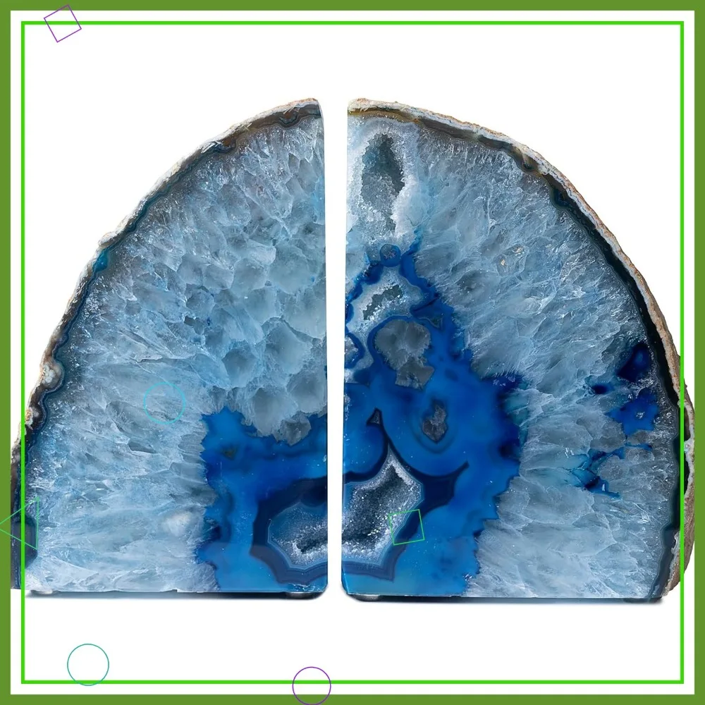Blue Agate Bookends – Heavy Duty Geode Crystal Book Ends for Shelves, Home Decor Gift (6-8 lbs)
Blue Agate Bookends – Heavy Duty Geode Crystal Book Ends for Shelves, Home Decor Gift (6-8 lbs)