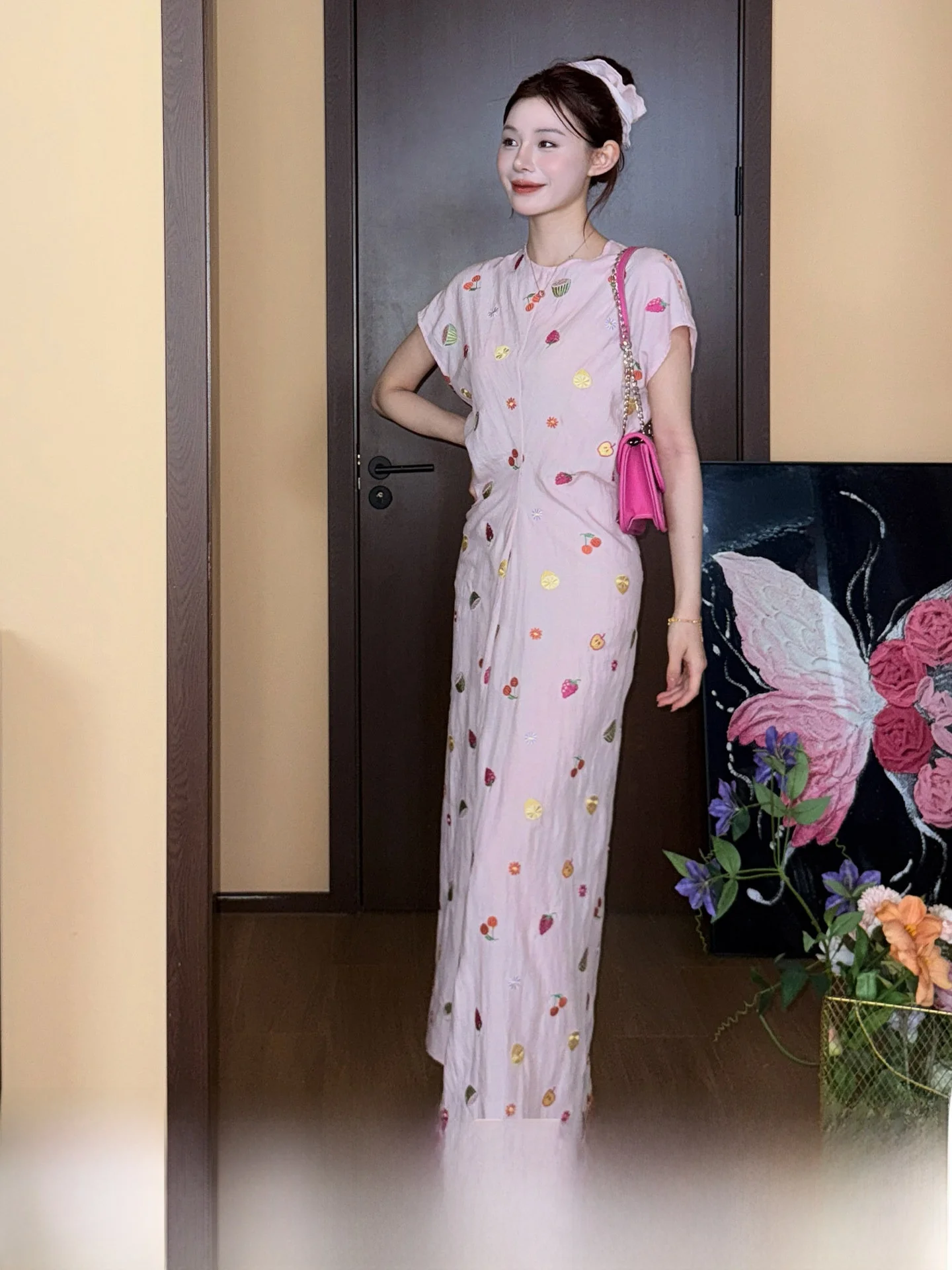 Elegant Embroidered Slimming Pink Dress Cotton Linen Material High Waist Short Sleeve Women's Summer New Arrival
Elegant Embroidered Slimming Pink Dress Cotton Linen Material High Waist Short Sleeve Women's Summer New Arrival