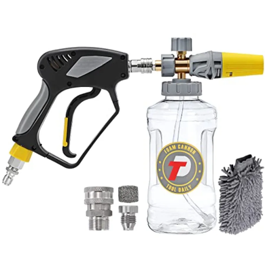Foam Cannon for Pressure Washer Gun, 5000 PSI, Black ABS Plastic, Adjustable Foam Blaster with 3/8'' Swivel Quick Connector, M2
Foam Cannon for Pressure Washer Gun, 5000 PSI, Black ABS Plastic, Adjustable Foam Blaster with 3/8'' Swivel Quick Connector, M2