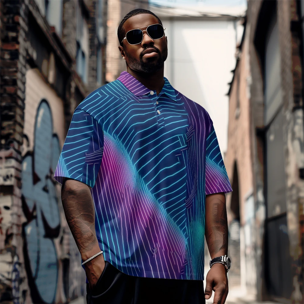 Large men's summer short sleeved lapel Tapered printed short sleeve Daily casual button polo shirt
Large men's summer short sleeved lapel Tapered printed short sleeve Daily casual button polo shirt