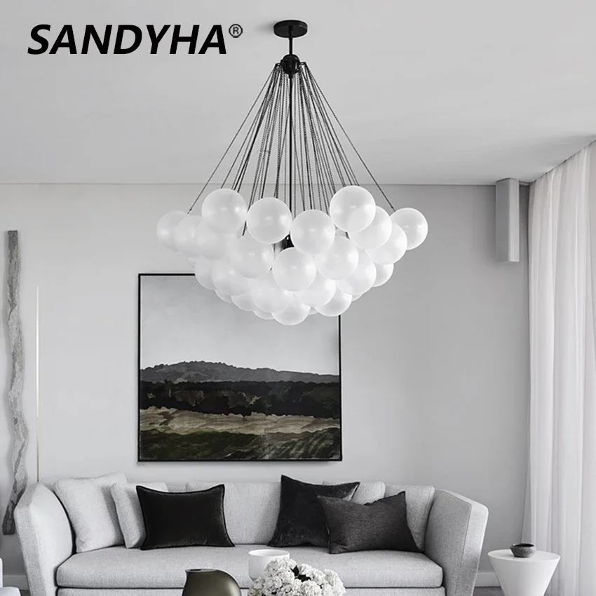 SANDYHA Modern Frosted Glass Ball Chandelier Gold Black Hanging Lamp for Dining Living Room Bedroom Home Decor Pendant Light
SANDYHA Modern Frosted Glass Ball Chandelier Gold Black Hanging Lamp for Dining Living Room Bedroom Home Decor Pendant Light